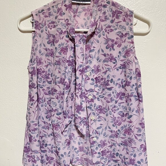AMANDA SMITH Pure Silk LADIES FLORAL/SLEEVELESS Size PS Tops/PREOWNED - Picture 6 of 8